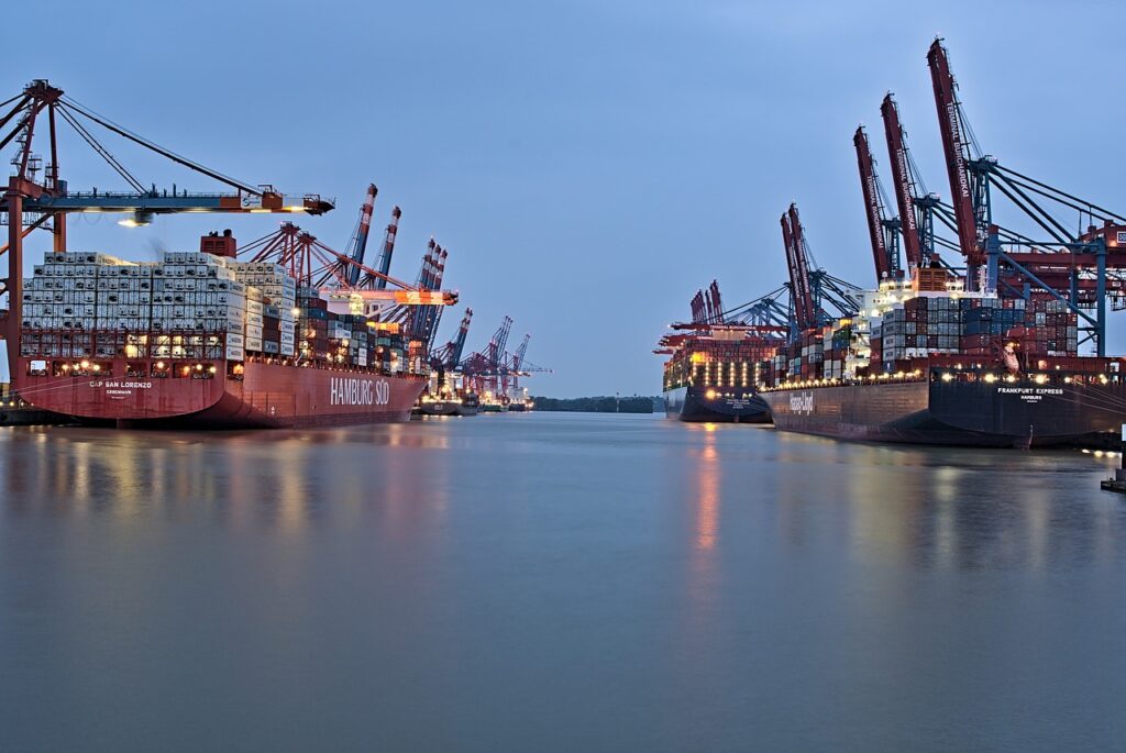 port, ship, water